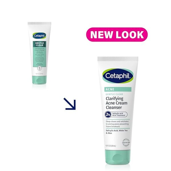 Cetaphil Limpiador facial para el acné, limpiador suave y claro para el acné con ácido salicílico al 2% (4.2 onzas)