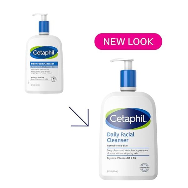 Cetaphil - Limpiador facial diario para pieles sensibles, combinadas con pieles grasas,,hipoalergénico (20 onzas)